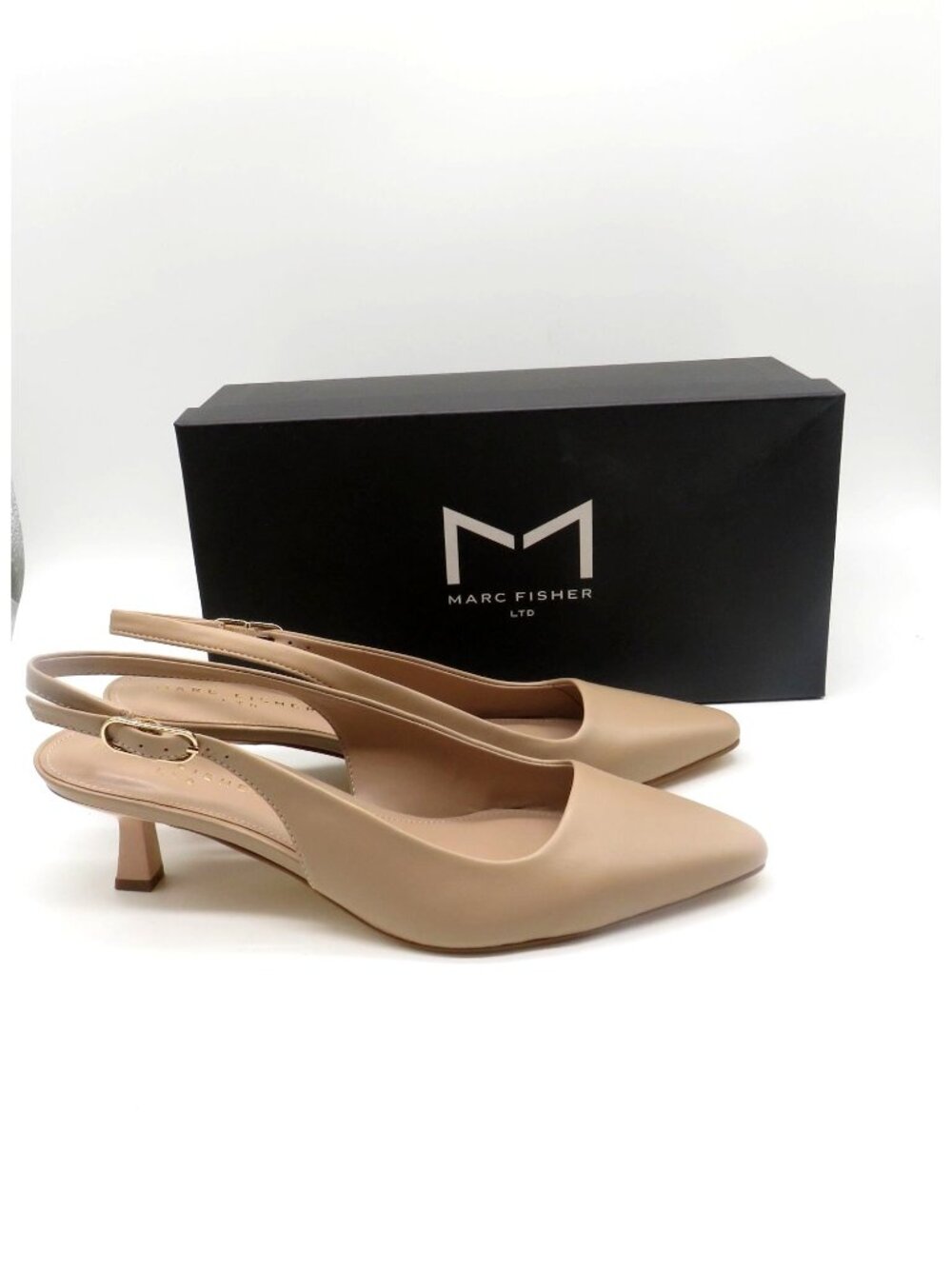 Marc Fisher Light Natural Kory Slingback Kitten Heel Pumps 9.5M NEW